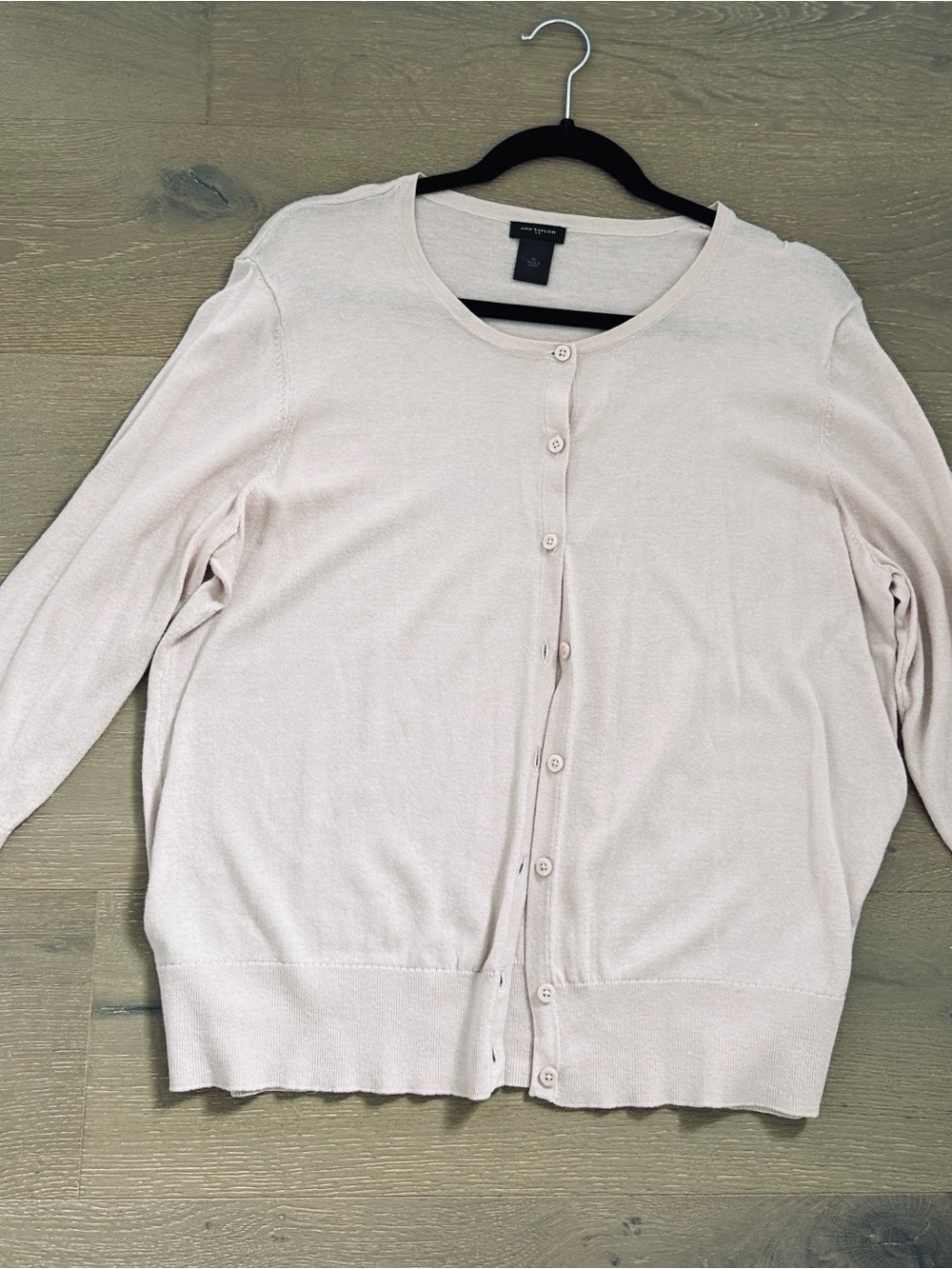 Ann Taylor Pale pink Button-Front Lightweight Cardigan